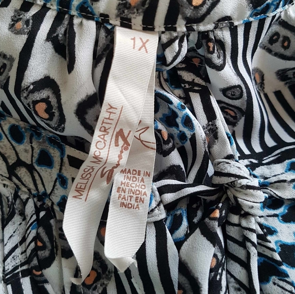 Melissa Mcarthy 7Seven collection asymmetric flowy striped butterfly boho top 1X - Picture 7 of 9